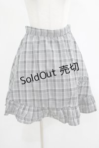 NieR Clothing / チェックフリルスカート  グレー H-25-07-18-017-PU-SK-KB-ZH