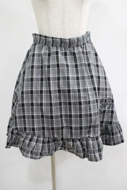 画像1: NieR Clothing / チェックフリルスカート  グレー H-25-07-18-017-PU-SK-KB-ZH