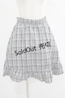 画像1: NieR Clothing / チェックフリルスカート  グレー H-25-07-18-017-PU-SK-KB-ZH
