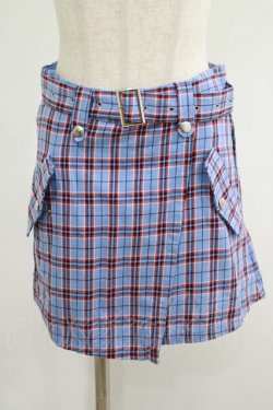 画像1: Candy Stripper / CHECK BELTED SKIRT S ブルー H-25-07-18-021-PU-SK-KB-ZH