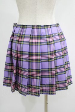 画像3: DARK IN LOVE / Punk purple checked splicing black pleated skirt S パープル×ブラック H-25-07-18-022-PU-SK-KB-ZH