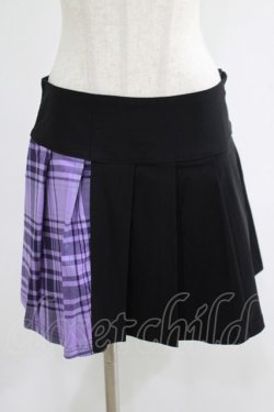 画像1: KILL STAR / CATTLE PLEATED SKIRT M ブラック/ライラックタータン H-25-07-18-023-SL-SK-KB-ZH