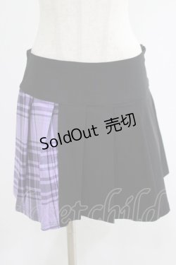画像1: KILL STAR / CATTLE PLEATED SKIRT M ブラック/ライラックタータン H-25-07-18-023-SL-SK-KB-ZH