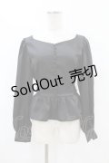 epine / lace satin back ribbon Peplum blouse  Free black H-25-07-19-042-0-BL-NS-ZH