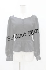 epine / lace satin back ribbon Peplum blouse  Free black H-25-07-19-042-0-BL-NS-ZH