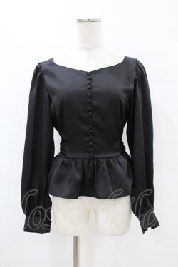 画像1: epine / lace satin back ribbon Peplum blouse  Free black H-25-07-19-042-0-BL-NS-ZH