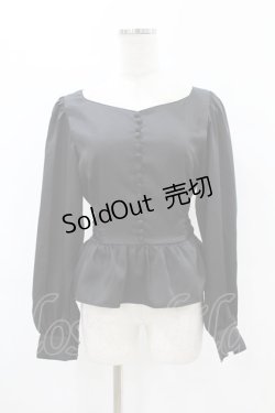 画像1: epine / lace satin back ribbon Peplum blouse  Free black H-25-07-19-042-0-BL-NS-ZH