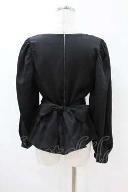 画像2: epine / lace satin back ribbon Peplum blouse  Free black H-25-07-19-042-0-BL-NS-ZH