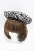 axes femme / 柄使いパイピングベレー  ブラック H-25-07-19-004-AX-AC-NS-ZH