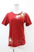 PINK HOUSE / 花柄Tシャツ L レッド H-25-07-19-045-LO-TS-NS-ZH