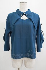axes femme POETIQUE / クロスチャーム付フレア袖ブラウス M ブルーグリーン H-25-07-19-1037-AX-BL-NS-ZH