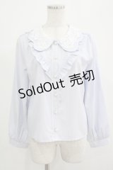 axes femme POETIQUE / レースビック襟ブラウス M サックス H-25-07-19-1040-AX-TO-NS-ZH