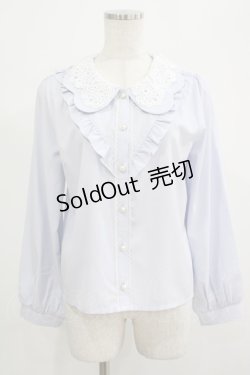 画像1: axes femme POETIQUE / レースビック襟ブラウス M サックス H-25-07-19-1040-AX-TO-NS-ZH