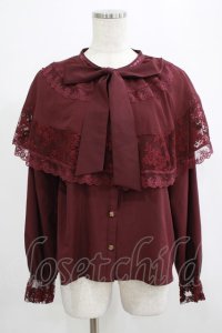 axes femme / ケープ×リボンタイブラウス M ボルドー H-25-07-19-1046-AX-BL-NS-ZH