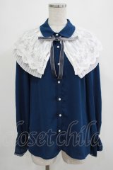 axes femme / ケープ風リボン付ブラウス M ネイビー H-25-07-19-1047-AX-BL-NS-ZH