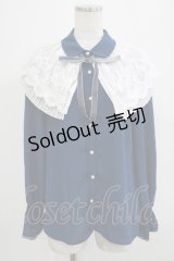axes femme / ケープ風リボン付ブラウス M ネイビー H-25-07-19-1047-AX-BL-NS-ZH