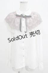 axes femme / ケープ風リボン付ブラウス M オフ H-25-07-19-1048-AX-BL-NS-ZH
