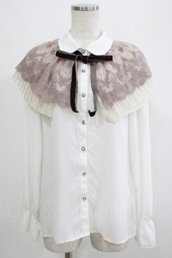 画像1: axes femme / ケープ風リボン付ブラウス M オフ H-25-07-19-1048-AX-BL-NS-ZH