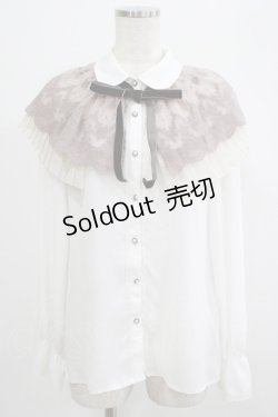画像1: axes femme / ケープ風リボン付ブラウス M オフ H-25-07-19-1048-AX-BL-NS-ZH