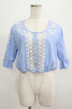 画像1: axes femme POETIQUE / レース襟ブラウス M ブルー H-25-07-19-1049-AX-BL-NS-ZH