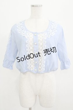 画像1: axes femme POETIQUE / レース襟ブラウス M ブルー H-25-07-19-1049-AX-BL-NS-ZH