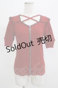 DearMyLove / 十字架フロントジップリブトップス M レッド H-25-07-19-1054-EL-TO-NS-ZH