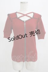 DearMyLove / 十字架フロントジップリブトップス M レッド H-25-07-19-1054-EL-TO-NS-ZH