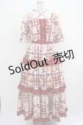 axes femme kawaii / ベアズベーカリー柄ロングワンピース M レッド H-25-07-19-1007-AX-OP-NS-ZH