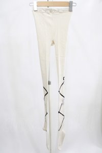axes femme / レースアップリボン柄タイツ  生成り H-25-07-19-1068-AX-ZA-NS-ZH
