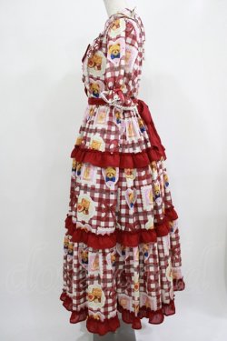 画像2: axes femme kawaii / ベアズベーカリー柄ロングワンピース M レッド H-25-07-19-1007-AX-OP-NS-ZH