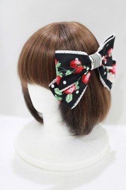 画像1: Angelic Pretty / 摘みたていちごSpecialジャンパースカートSetのバレッタ  ブラック H-25-07-19-1073-AP-AC-NS-ZH