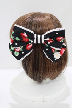 画像2: Angelic Pretty / 摘みたていちごSpecialジャンパースカートSetのバレッタ  ブラック H-25-07-19-1073-AP-AC-NS-ZH