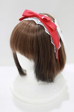 画像1: axes femme kawaii / レースリボンカチューシャ  レッド H-25-07-19-1075-AX-AC-NS-ZH