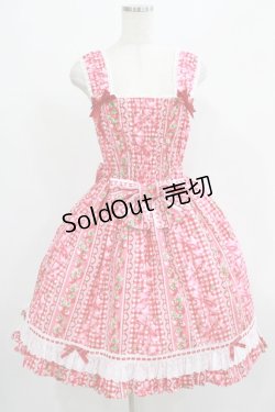 画像1: Angelic Pretty / スウィートリボンストロベリーシャーリングジャンパースカート Free アカ H-25-07-19-1011-AP-OP-NS-ZH