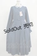 m petit by misako / レース襟プリーツワンピース M ブルー H-25-07-19-1016-LO-OP-NS-ZH