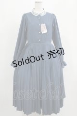 m petit by misako / レース襟プリーツワンピース M ブルー H-25-07-19-1016-LO-OP-NS-ZH