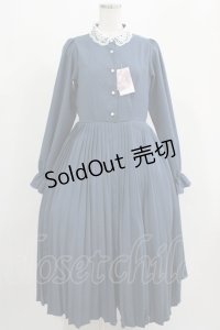 m petit by misako / レース襟プリーツワンピース M ブルー H-25-07-19-1016-LO-OP-NS-ZH