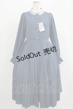 画像1: m petit by misako / レース襟プリーツワンピース M ブルー H-25-07-19-1016-LO-OP-NS-ZH
