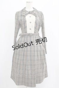 Fi.n.t / ヨーク切替ボウタイチェックワンピース Free GREEN×WH H-25-07-19-1019-CA-OP-NS-ZH