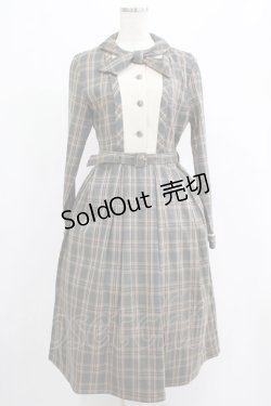 画像1: Fi.n.t / ヨーク切替ボウタイチェックワンピース Free GREEN×WH H-25-07-19-1019-CA-OP-NS-ZH