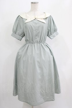 画像1: Fi.n.t / バックルタイ使いチェック柄ワンピース Free GREEN×WH H-25-07-19-1020-CA-OP-NS-ZH