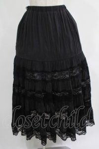 an another angelus / レース切替ティアードロングスカート Free BLACK H-25-07-19-1025-CA-SK-NS-ZH