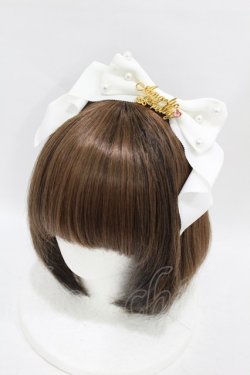 画像1: Angelic Pretty / Angelicプレートグログランリボンカチューシャ  シロ H-25-07-19-008-AP-AC-NS-ZH