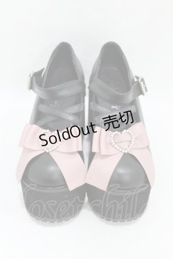 画像1: Ank Rouge / ハートリボン厚底シューズ M ブラック H-25-07-19-002-CA-SH-NS-ZH