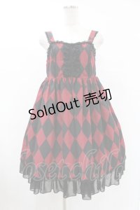 Dear Celine / ダイヤ柄ジャンパースカート S ブラック/レッド H-25-07-19-022-LO-OP-NS-ZH