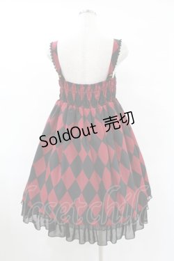 画像2: Dear Celine / ダイヤ柄ジャンパースカート S ブラック/レッド H-25-07-19-022-LO-OP-NS-ZH
