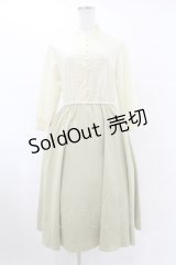 an another angelus / 五分袖切替ワンピース Free IVORY/GREEN H-25-07-19-024-CA-OP-NS-ZH