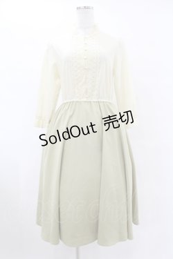 画像1: an another angelus / 五分袖切替ワンピース Free IVORY/GREEN H-25-07-19-024-CA-OP-NS-ZH