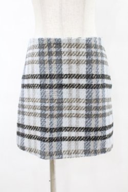 画像1: epine / tweed check mini skirt M ice blue H-25-07-19-036-0-SK-NS-ZH