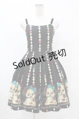 Emily Temple cute / パピープリントリボンベルト付ノースリーブワンピース  黒 H-25-07-20-028-ET-OP-KB-ZH